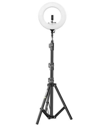 DIGITEK® (DRL-18HC9) 18 Inch LED Ring Light with 250cm Stand - AC/DC Powered, Shadow-Free Apertures, USB Connectivity - Video Shoots, Makeup, and YouTube - Lighting Intensity Control