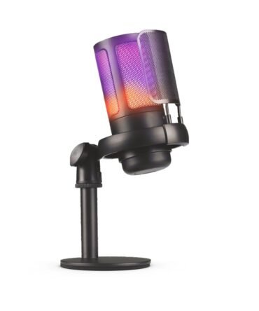 Digitek (DM 302) Professional RGB Gaming & Studio Microphone with Mic-Gain, Metal Structure,Compatible with Android, iOS, Mac, PC, Suitable for Gaming,Live Streaming, Interview, Singing,Meetings