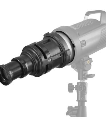 Digitek (DS-240) Bowens Mount Optical Snoot Projector Kit with GOBO Frame & 4 Color Films, 6 Stainless GOBO Patterns, 38° Lens for LED Lights, Sharp Image Projection, Fit for LED Continuous Lights.