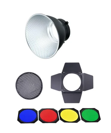 DIGITEK® (DBR-055) 18cm Bowens Reflector with Barndoor Combo, Includes Honeycomb Grid & 4 Color Filters RED, Green, Yellow, Blue, Universal Design for AD600B, SL60W, MS200 & All Flash Speedlites