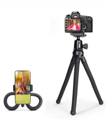 DIGITEK (DTR-320 FT) Flexible Gorillapod Tripod for All Cameras and Mobile Phones with 360° Ball Head and Phone Holder, Max. Load 3kgs, Carry Bag Included, (Black)