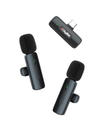 Digitek® DWM-008 PRO Wireless Microphone & Receiver with Type-C Connector, 2X Mic System, 2.4GHz Frequency, 4Hr Battery, 20m Range, for Android Devices, Ideal for Voice Recording & Live Streaming