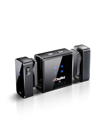 Digitek® DWM-117 Wireless Microphone with Magnetic Transmitters & Type C & LTC Connector, Noise Cancellation, 360° Sound Capture, 70m Range, 6Hr Battery, for Smartphones & DSLR for Vlogs & Interviews