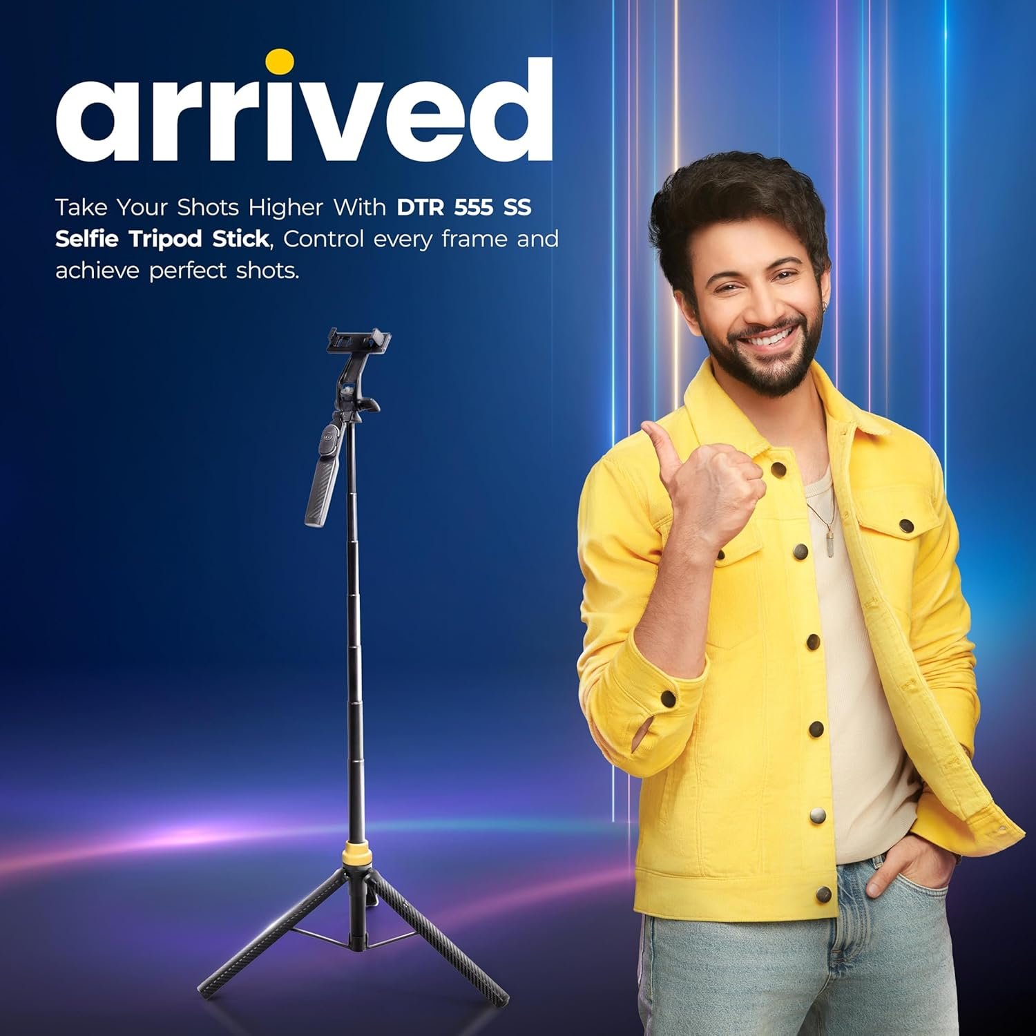 DIGITEK® (DTR-555 SS) 5.57ft Foldable Tripod Selfie Stick for Smartphones & Gopro Action Cameras, 360° Rotation, 3-Leg Base, 2Kg Load, 10m Wireless Remote, 7 Section Adjustable, for Selfie & Vloggers