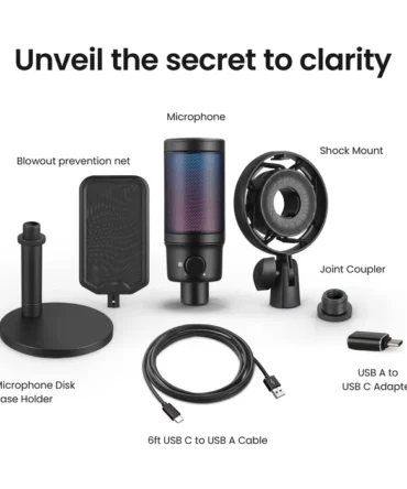 Interview Microphone, RGB Microphone Handheld Mic Adapter