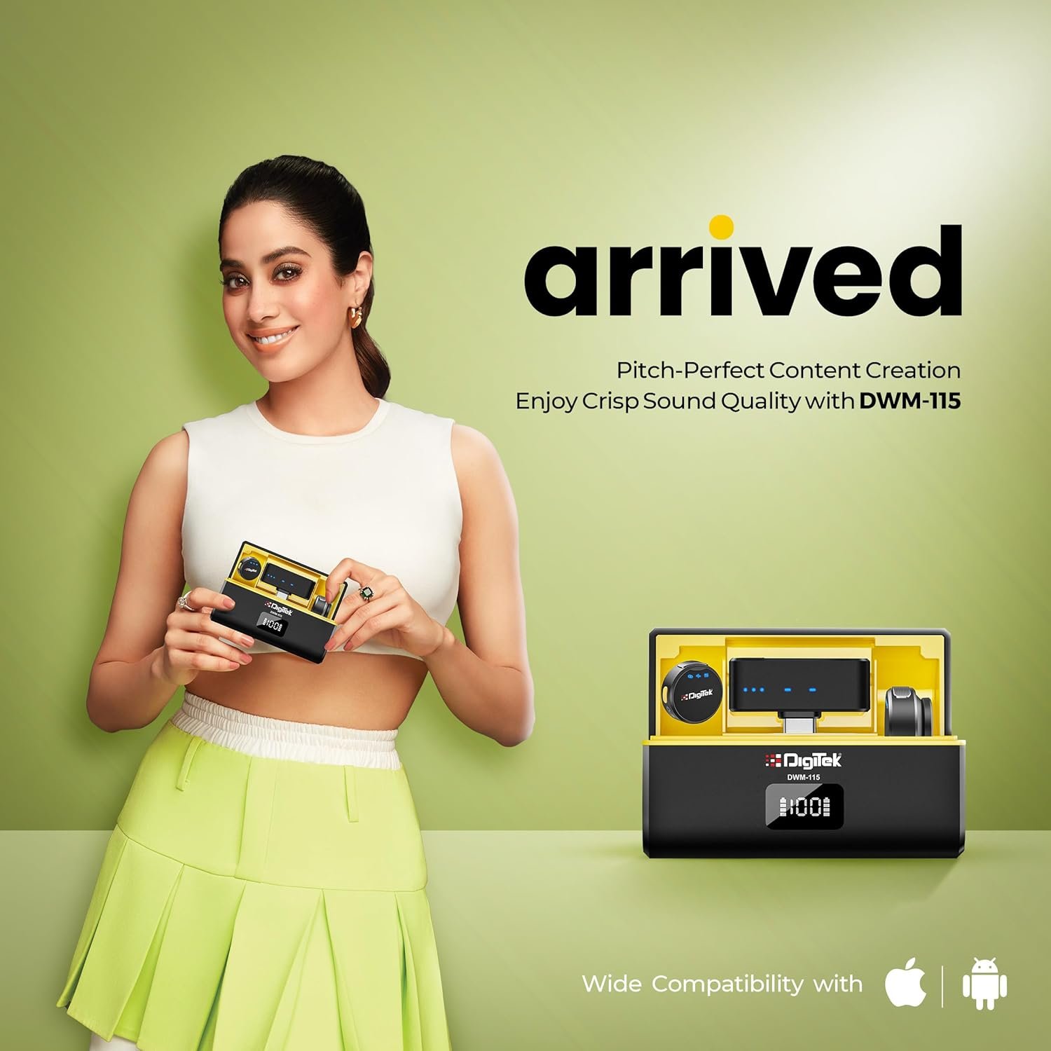 DIGITEK® DWM-115 2-in-1 Wireless Microphone, 2.4GHz, Magnetic Clip, Noise Reduction Lavalier Mic, 40m Range, 6Hr Battery, 360° Sound Capture for iOS & Android, Ideal Video Recording, Vlogging, Youtube