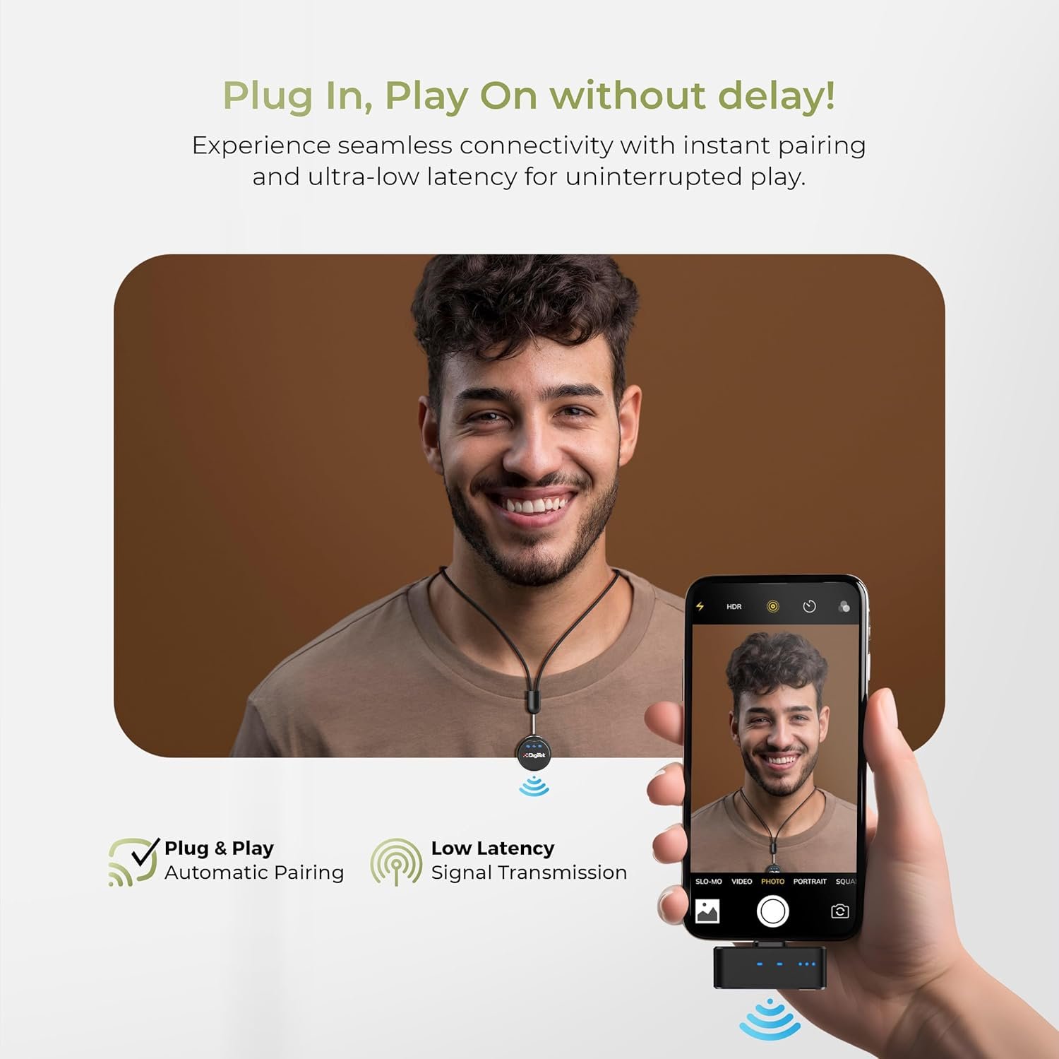 DIGITEK® DWM-115 2-in-1 Wireless Microphone, 2.4GHz, Magnetic Clip, Noise Reduction Lavalier Mic, 40m Range, 6Hr Battery, 360° Sound Capture for iOS & Android, Ideal Video Recording, Vlogging, Youtube