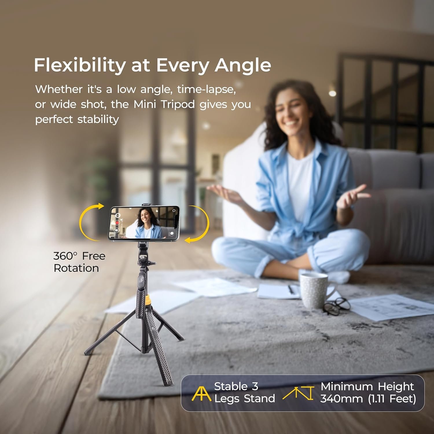 DIGITEK® (DTR-555 SS) 5.57ft Foldable Tripod Selfie Stick for Smartphones & Gopro Action Cameras, 360° Rotation, 3-Leg Base, 2Kg Load, 10m Wireless Remote, 7 Section Adjustable, for Selfie & Vloggers