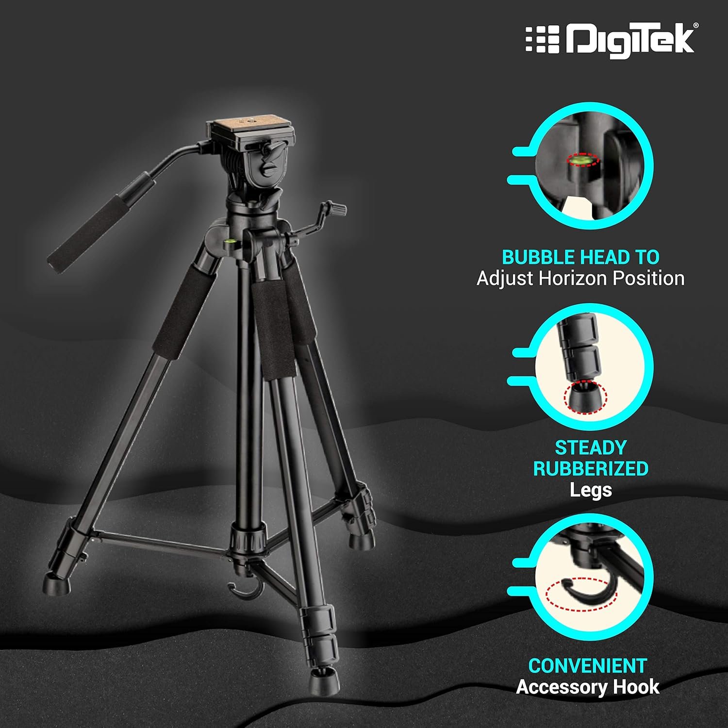 Digitek (DTR 690 VD PRO) (208 cm) Lightweight Tripod (Maximum Load up to 3kgs), 6.85 Feet Tall Digital SLR & Video Cameras, Made Aluminium Material