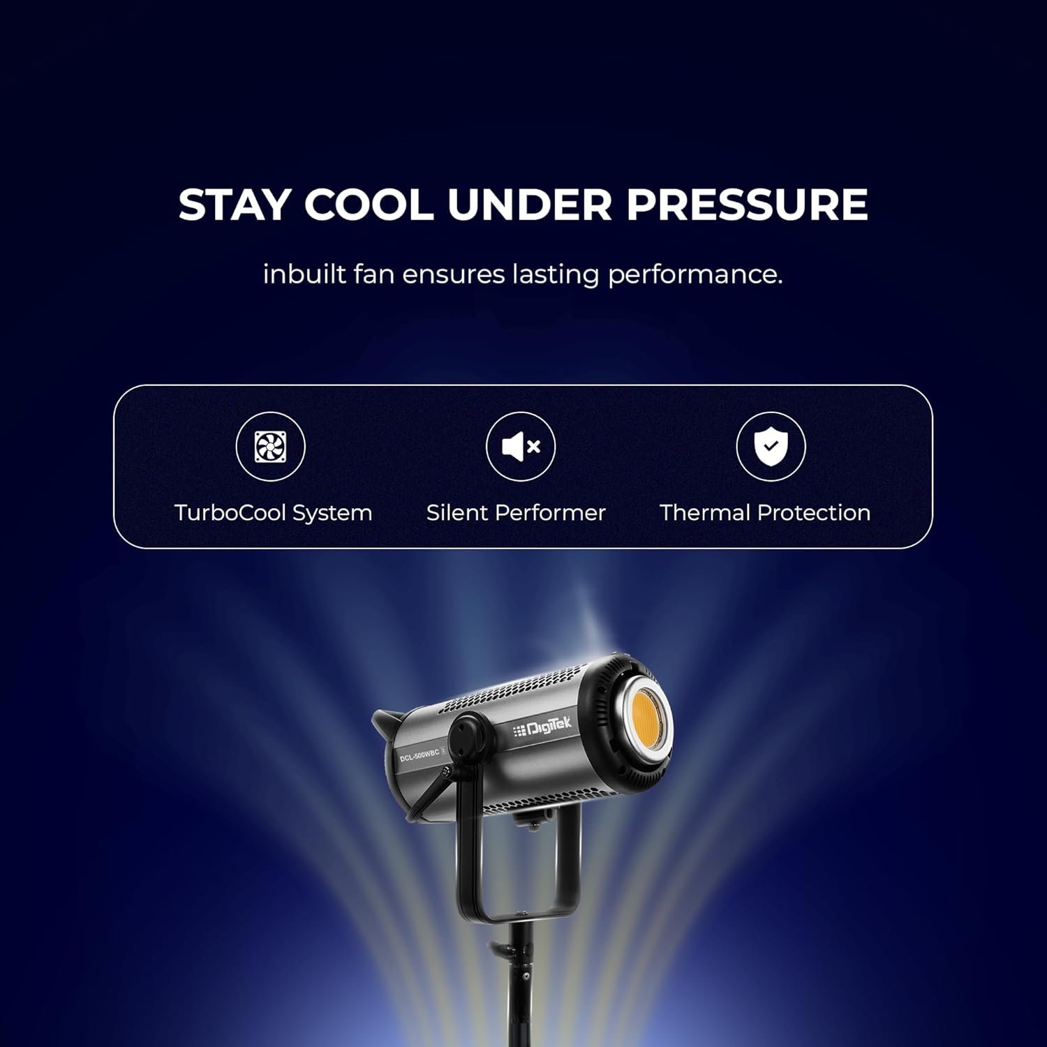 Digitek® (DCL-500 WBC) 460W Bi-Color Continuous LED Video Light with 18cm Reflector, 2700K-6500K Color Temp, 42000 LM, Flash Speed 1-9s, 12 Special FX Effects, App Control, Ideal Studio Lighting