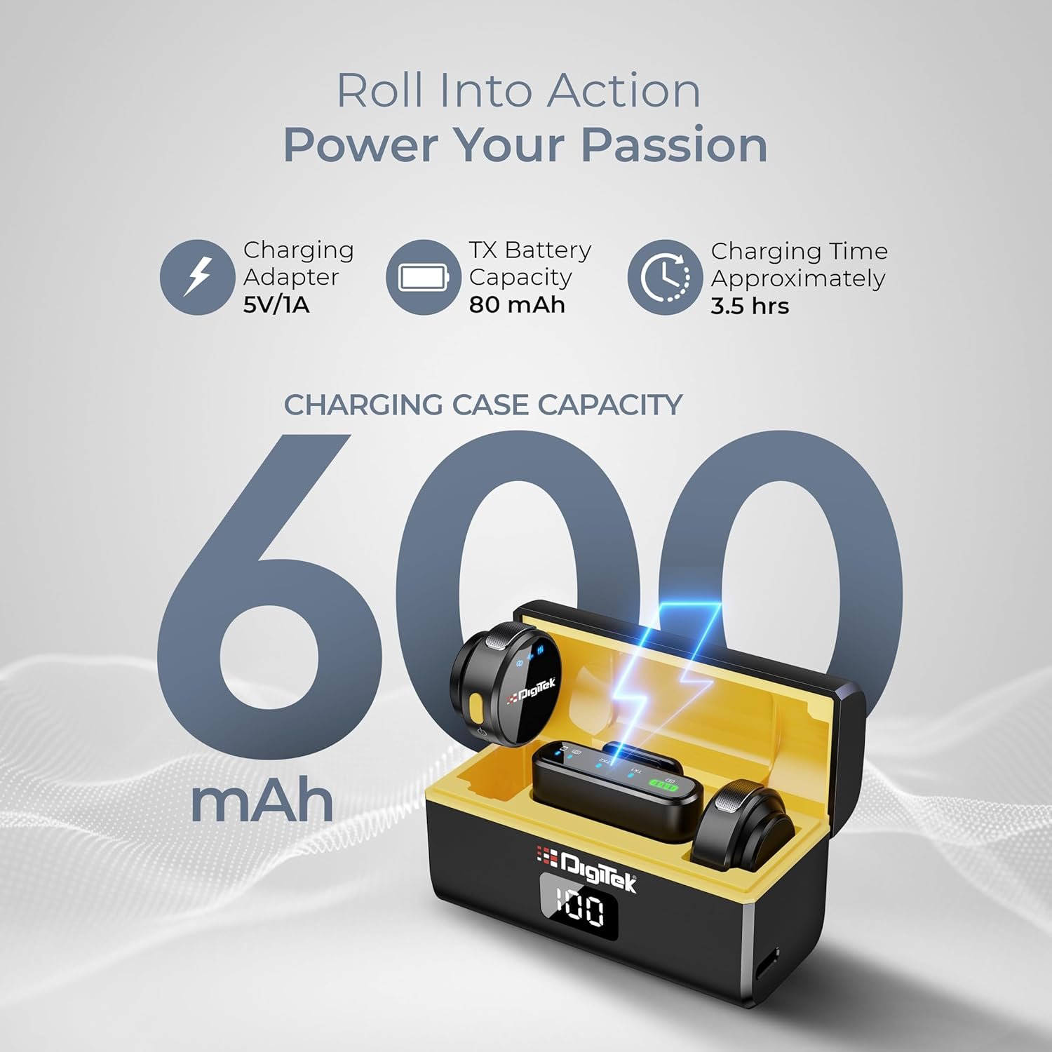 DIGITEK® DWM-116 2-in-1 Wireless Microphone, 2.4GHz, Magnetic Collar Clip, 360° Sound Capture, 40m Range, 6Hr Battery, Type C-to-C & C to LTC, DSLR, iOS & Android Compatible, for Interviews & Vlogging