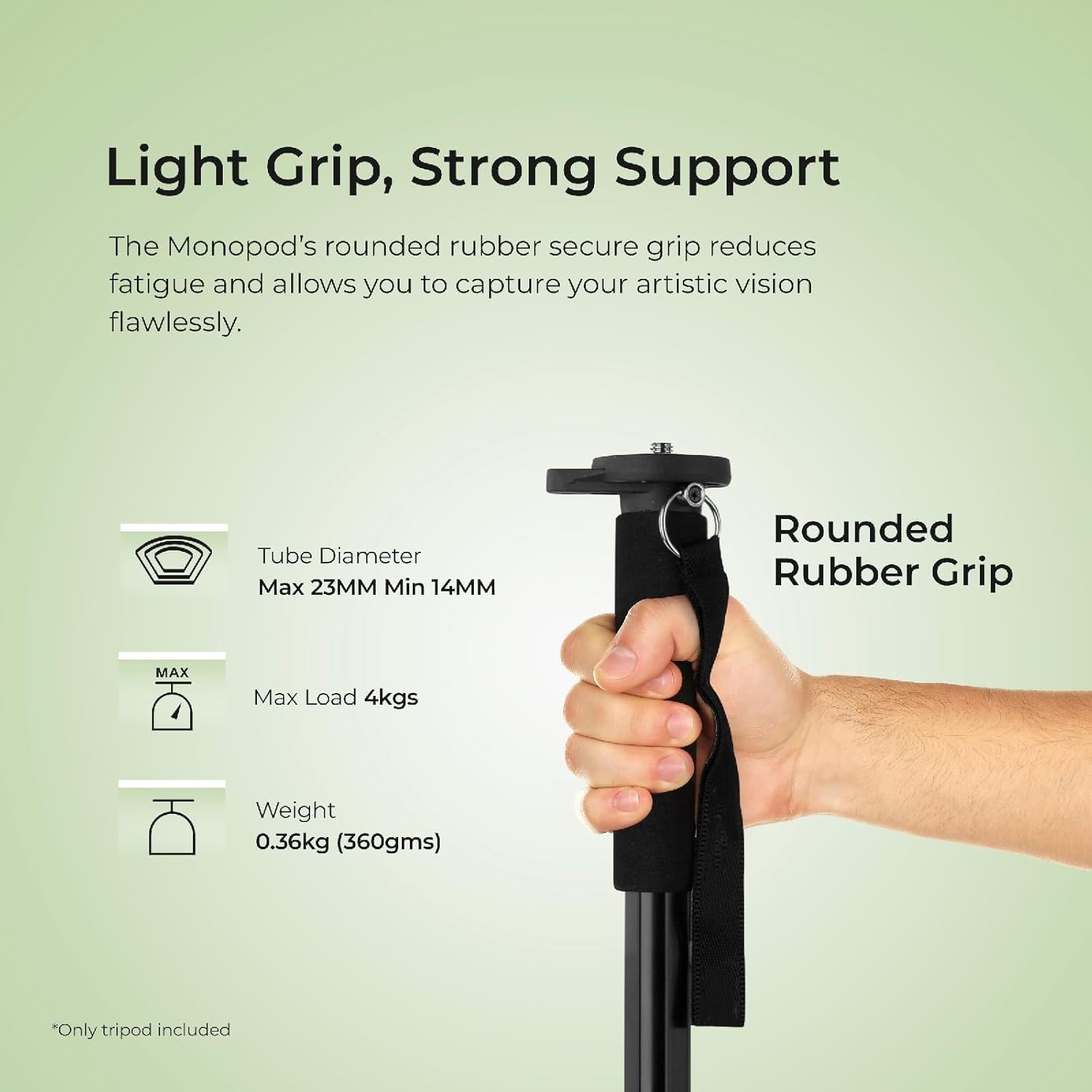 Digitek (DMP-55) Professional Monopod with Easy Flip Lock and Rounded Rubber Grip, Dual Screw Mount - Supports 4 Kgs - Compatible with Camcorder & Camera (Carry Bag Included)