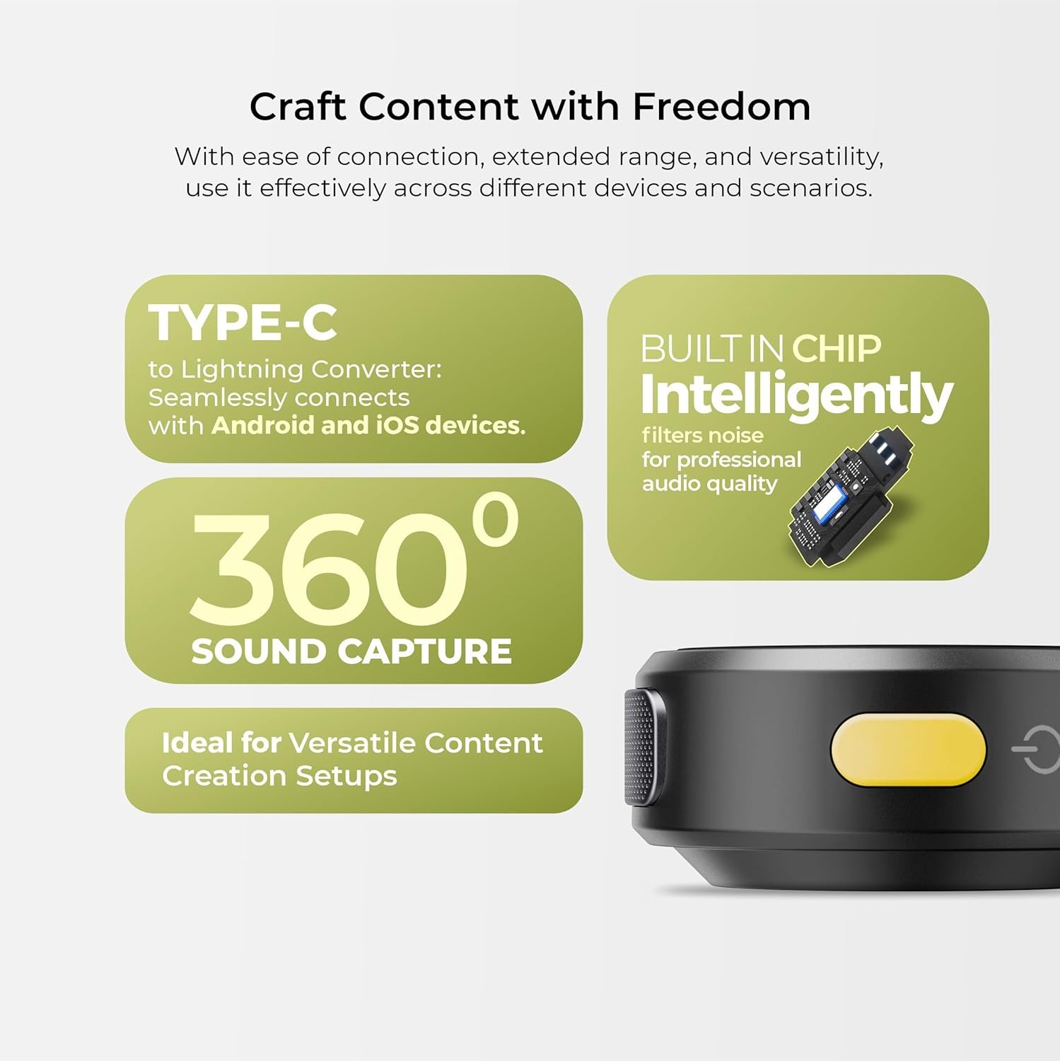 DIGITEK® DWM-115 2-in-1 Wireless Microphone, 2.4GHz, Magnetic Clip, Noise Reduction Lavalier Mic, 40m Range, 6Hr Battery, 360° Sound Capture for iOS & Android, Ideal Video Recording, Vlogging, Youtube