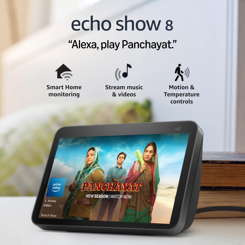 Amazon Echo Show 8 (2nd Gen) - Smart speaker with 8" HD screen, stereo sound & hands-free entertainment with Alexa