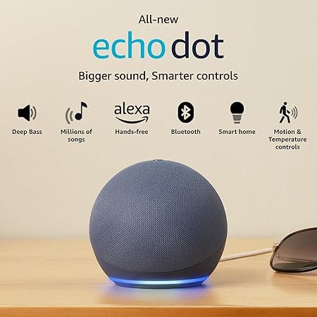 Amazon Echo Dot (5th Gen) | Smart speaker with Bigger sound, Motion Detection, Temperature Sensor, Alexa and Bluetooth|